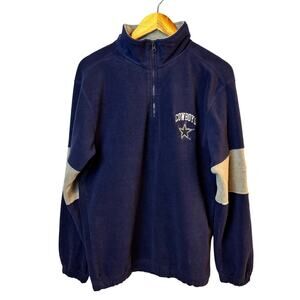 Dallas Cowboys Football Fleece Quarter Zip Blue/Gray Colorblock Sweatshirt Mens